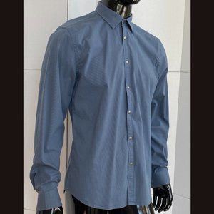 A/X Armani Exchange Slate Blue Grey Stripe Snap Front Shirt Size L Large